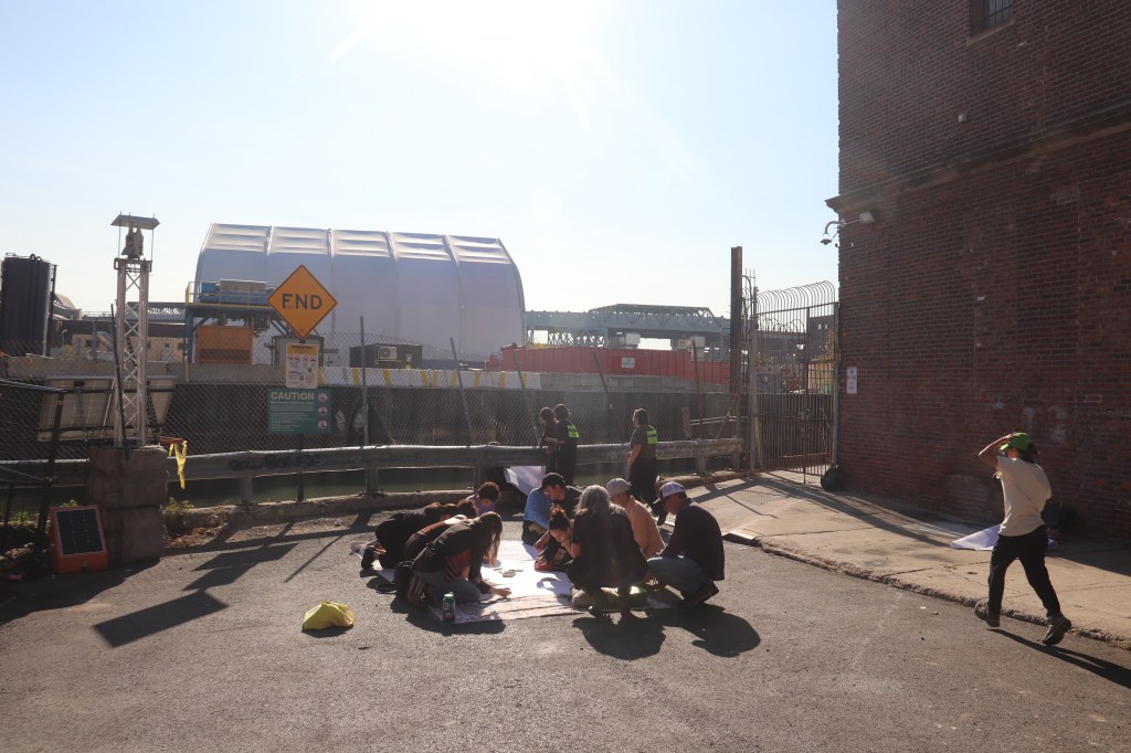 Gathering at Bond Street dead end