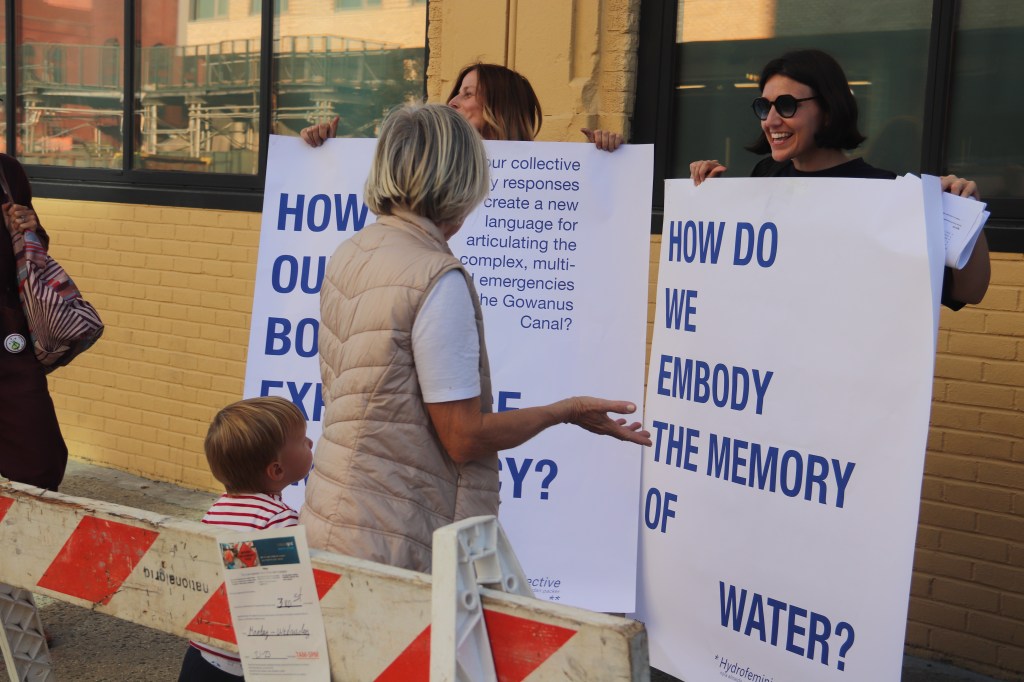 Public interacts with signage during mapping